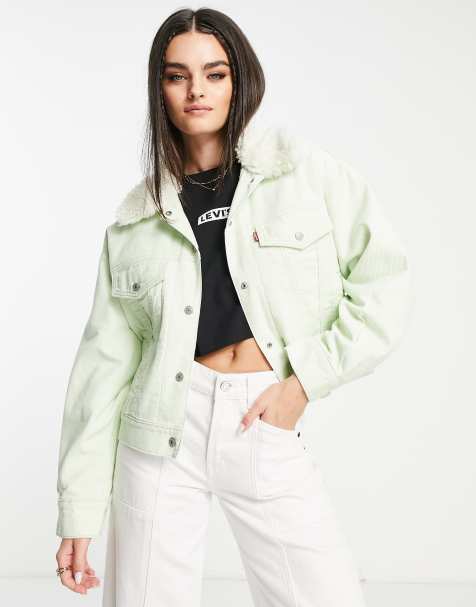 Levi's sherpa jacket in sage green - view 1