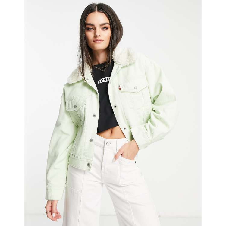 Levi's sherpa jacket in sage green | ASOS