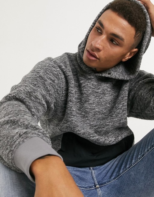 Levi's sherpa nylon pocket hoodie in grey marl