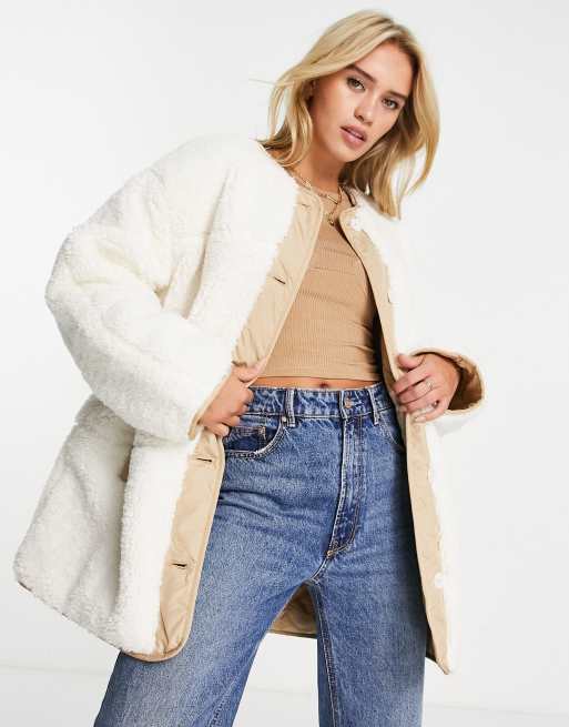 Levi's sherpa reversible jacket in cream | ASOS