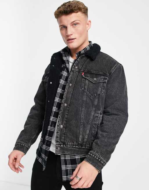 levi's sherpa trucker jacket black