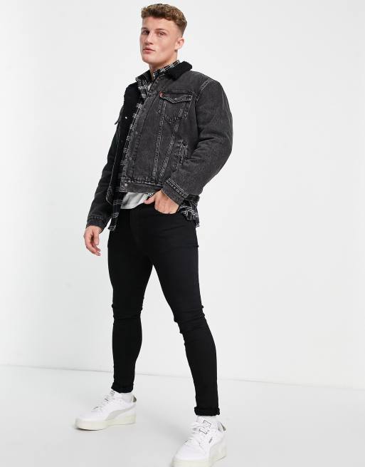 Sherpa trucker cheap jacket black