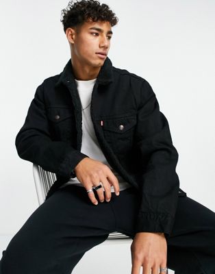 Levi's sherpa trucker jacket in black - ASOS Price Checker