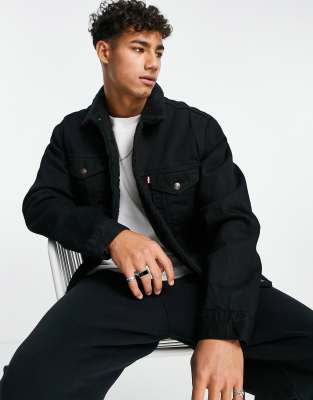 Levi's Sherpa Trucker Jacket In Black