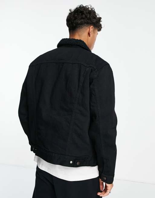 Levis denim sherpa on sale jacket mens black