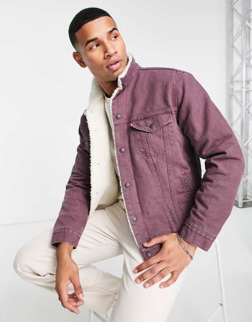 Levi's sherpa trucker jacket in burgundy