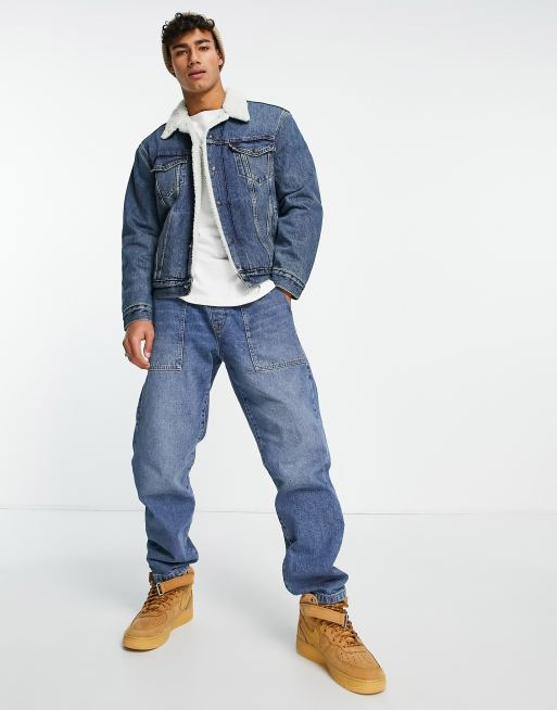 Levi's blue sherpa jacket best sale