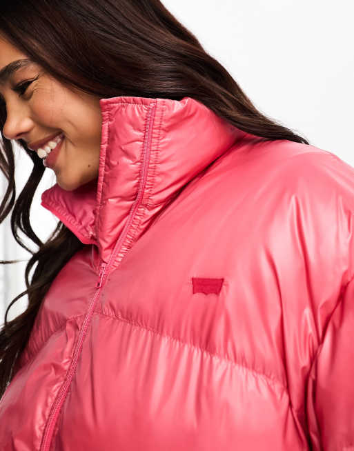 Pink shiny hotsell puffer coat