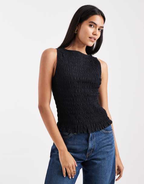 Levi's shirred smock top in black - view 1
