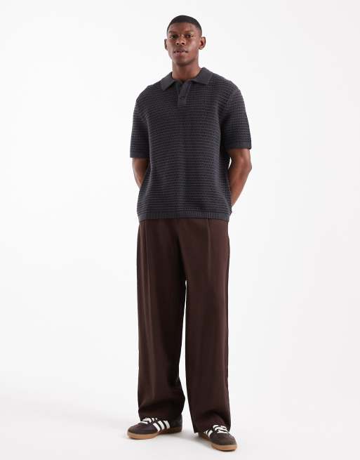 Levi's short sleeve knitted polo in charcoal, 2 of 5