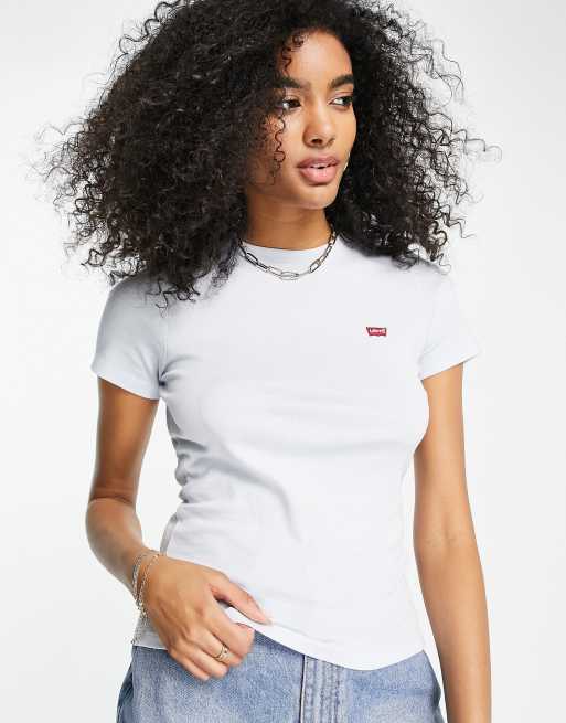 Levi's short sleeve rib baby tee in white | ASOS