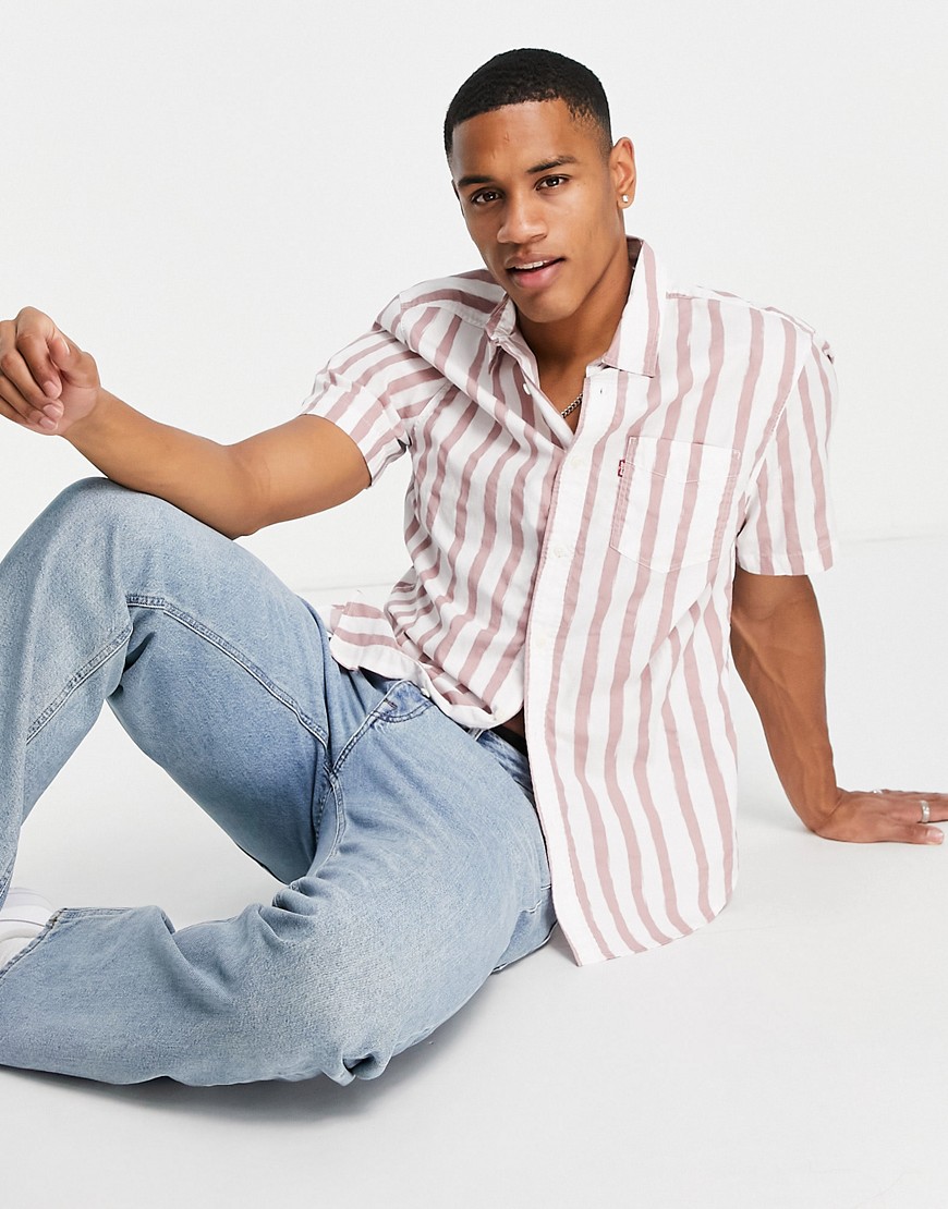 Levi's short sleeve standard fit shirt in pink stripe