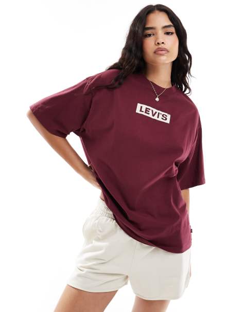 Levi's Short Stack box tab logo relaxed fit t-shirt in burgundy - view 1