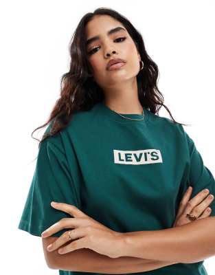 Levi's - Short Stack - Locker geschnittenes T-Shirt in Mittelgrün mit Box-Tab-Logo