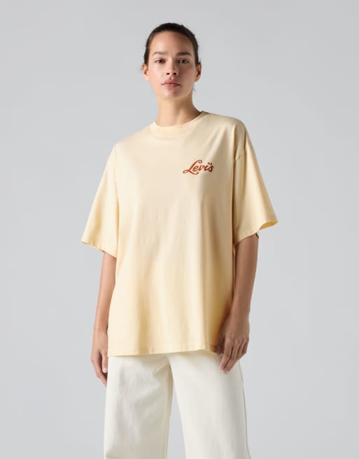 Levi's – Short Stack – T-Shirt aus Baumwolle in Buttergelb mit Grafikprint, 2 von 4