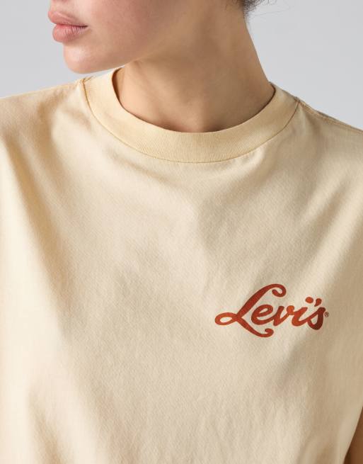 Levi's – Short Stack – T-Shirt aus Baumwolle in Buttergelb mit Grafikprint, 3 von 4
