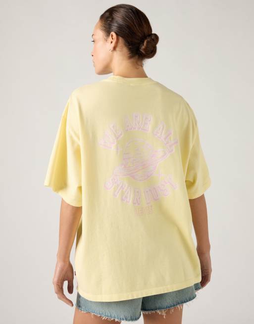 Levi's – Short Stack – T-Shirt aus Baumwolle in Gelb mit Grafikprint, 4 von 4
