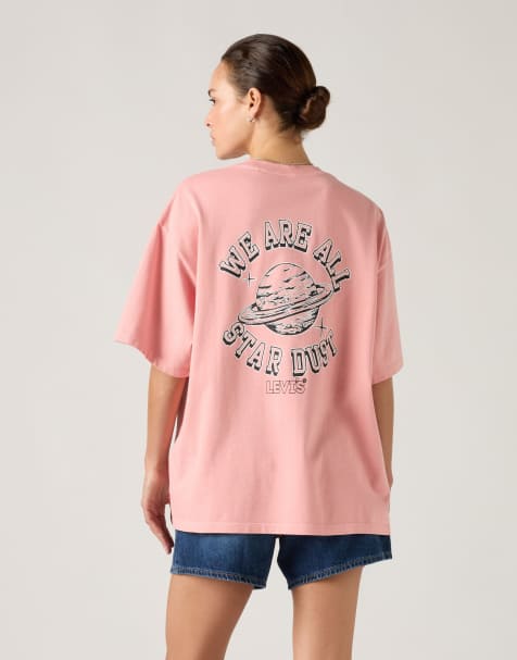 Levi's – Short Stack – T-Shirt aus Baumwolle in Koralle mit Grafikprint - view 1