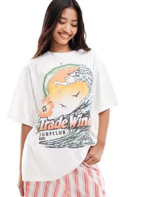 short stack trade winds print oversized t-shirt in white