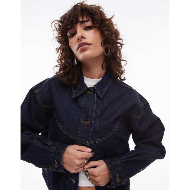 Levi's shrunken 90s western denim trucker jacket in dark blue | ASOS