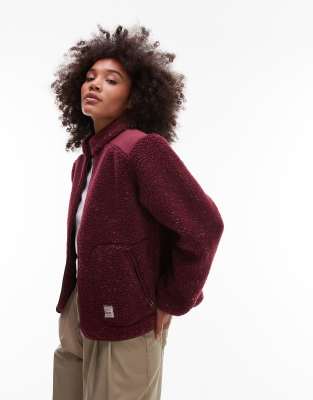 Levi's - Sienna - Fleece-Jacke in Burgunderrot mit Reißverschluss