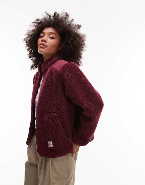 Levi's Sienna fleece zip through jacket in burgundy
