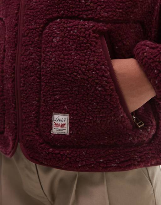 Levi's - Sienna – Zapinana na suwak bordowa kurtka polarowa, 3 z 4