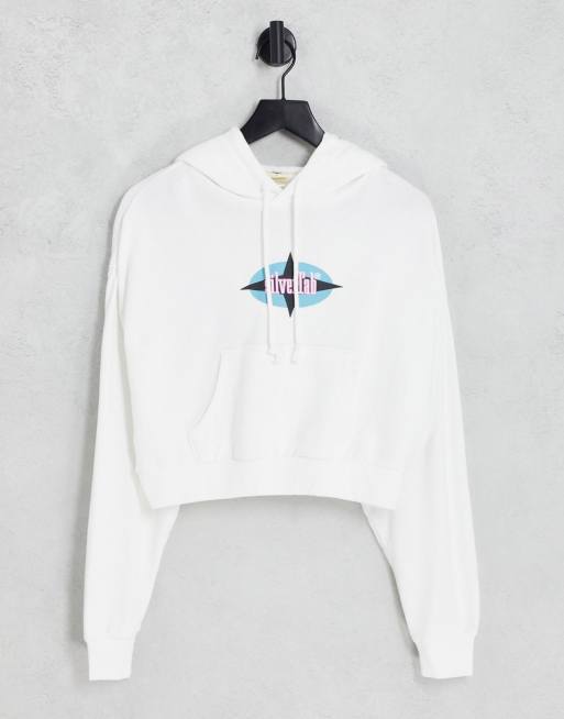 Levi's - Silvertab - Cropped hættetrøje i hvid 