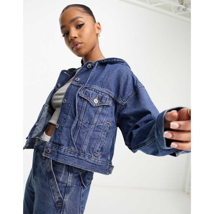 Levi hooded shop denim jacket womens