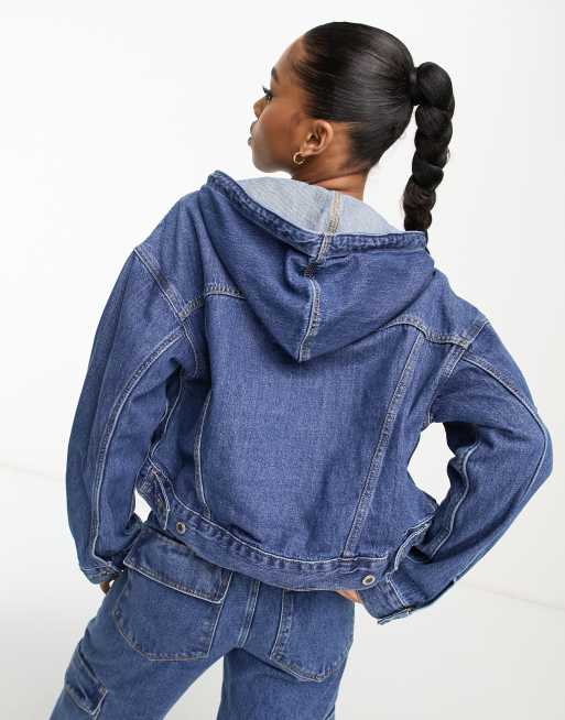 Levi hooded denim online jacket womens