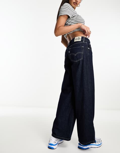 Levi's - Silvertab - Jeans cropped a vita bassa larghi blu navy scuro - view 1