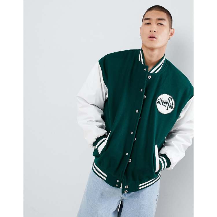 Silver hot sale varsity jacket