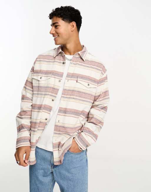 Levi's - Silvertab - Overhemd met zakken en strepen in crème