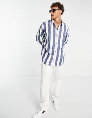 Levi's Silvertab oversized denim shirt in blue stripe with pocket