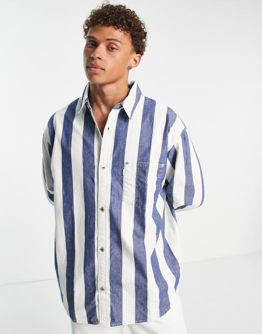 Levi's Silvertab oversized denim shirt in blue stripe with pocket