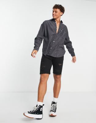 Levi's - Silvertab - Oversized denimskjorte med lomme i sort vask