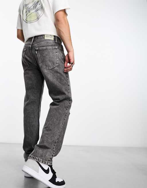 Levi's Silvertab straight fit jeans in grey wash with distressing 