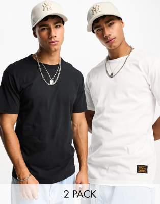 Levi’s Skate 2 pack t-shirts in white/black with small hem logo-Multi