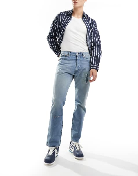 Levi's Skate 501 jeans in light blue with knee rip - view 1