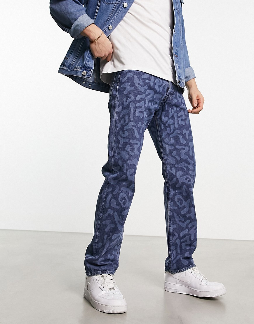 Levi's Skate 501 jeans with all over pattern in blue