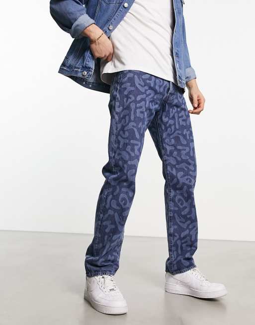 Levi's Skate 501 jeans with all over pattern in blue | ASOS