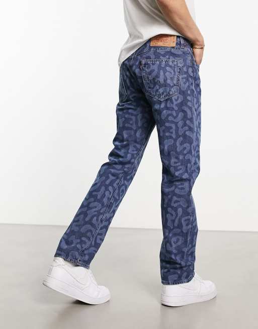 Levi's 501 jeans with all over pattern in blue | ASOS