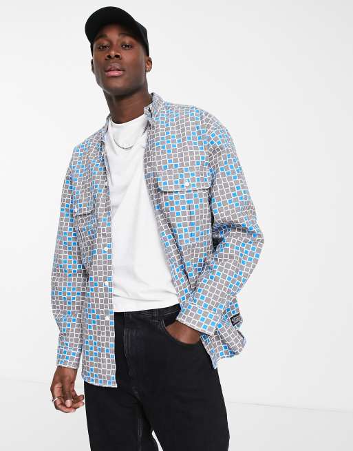 Levi's - Skate - Camicia blu con stampa geometrica e tasche