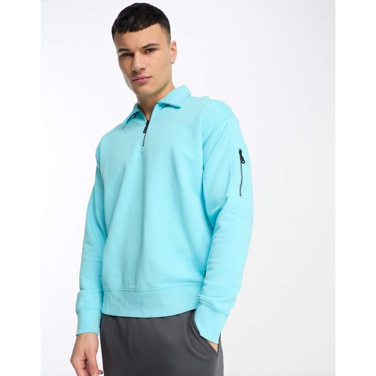 Levi's Skate half zip sweatshirt in light blue with small logo | ASOS
