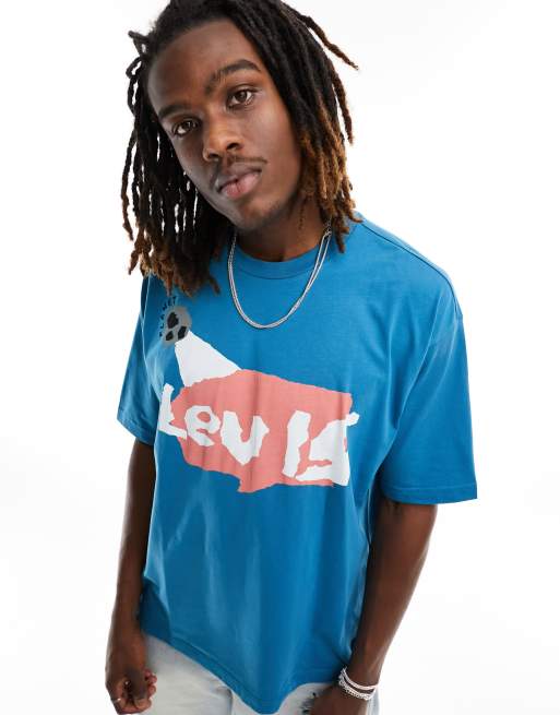 Levi's – Skate – Niebieski T-shirt z logo na piersi