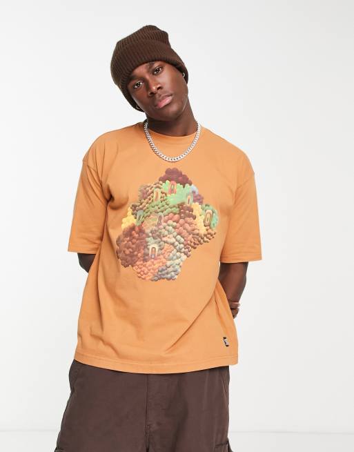 Levi's – Skate-T-Shirt in Orange mit Grafik-Logo auf der Brust 