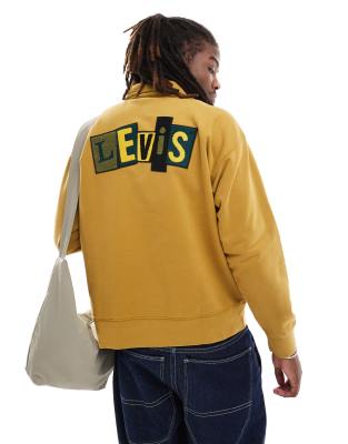 Levi's Skateboarding Chenille Patch Back Logo Relaxed Fit Half Zip Sweatshirt In Dark Yellow