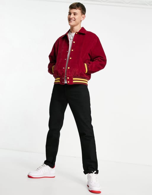 Levi s Skateboarding cord varsity jacket in warm cabernet red