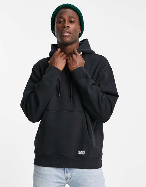 Levi's Skateboarding - Felpa con cappuccio nero antracite con taglio comodo e tasca frontale