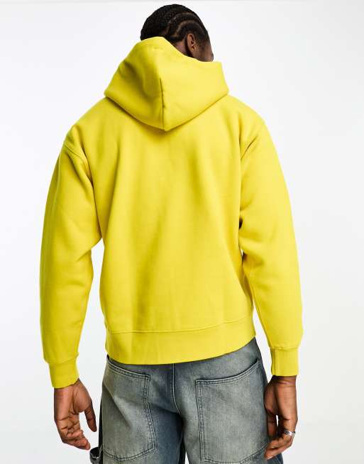 Yellow hoodie best sale with denim jacket